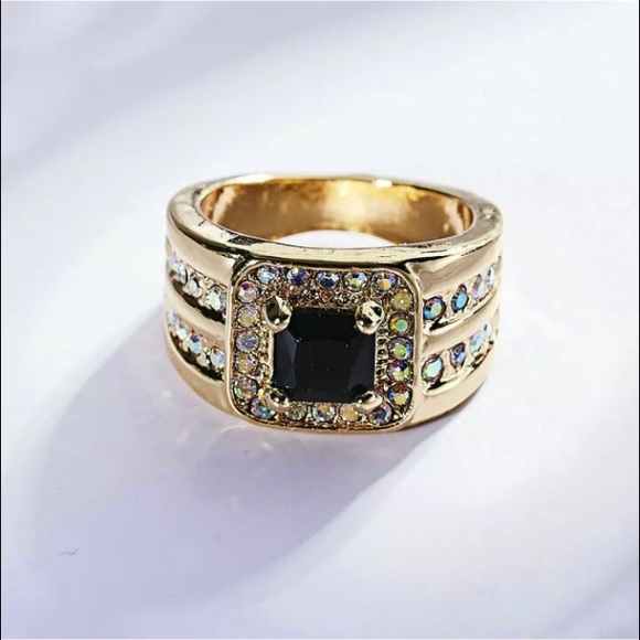 Jewelry - 18K Yellow Gold Filled Black Amethyst Ring